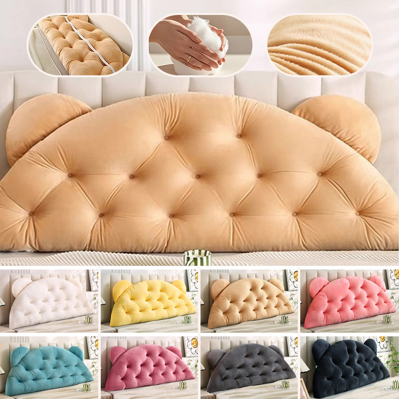 Headboard Cushion Backrest Tatami - Poduszka zagłówkowa z uszami niedźwiedzia, gruba,