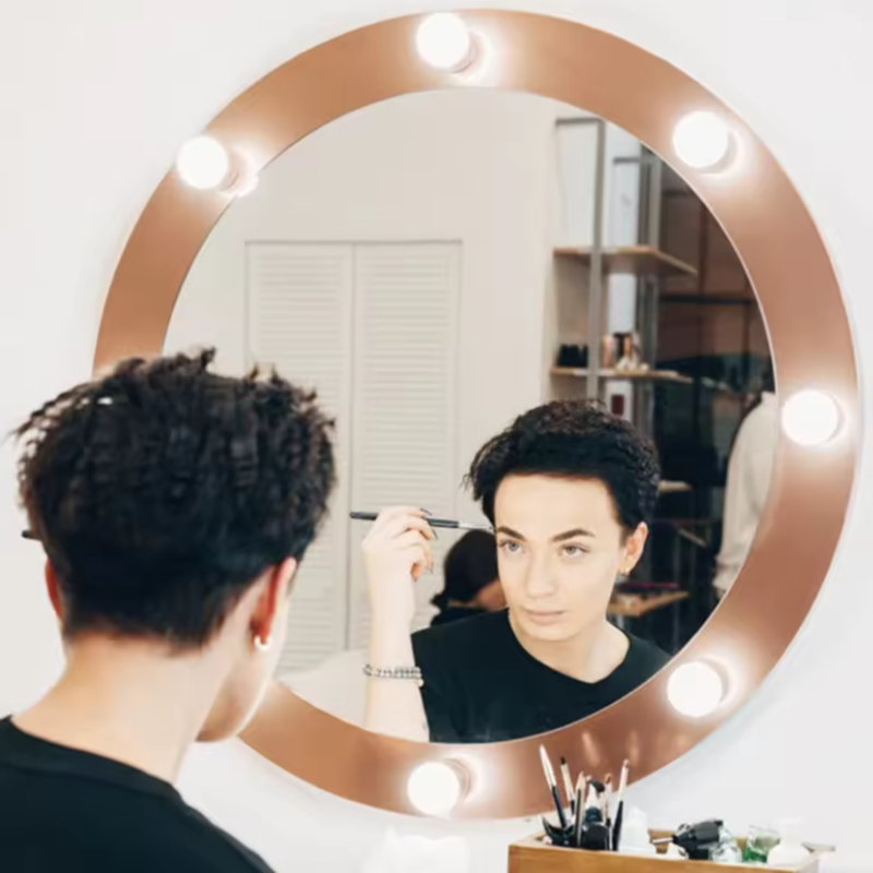 Dressing Table Vanity With Lighted Mirror - Żarówki LED do makijażu, regulowane, USB