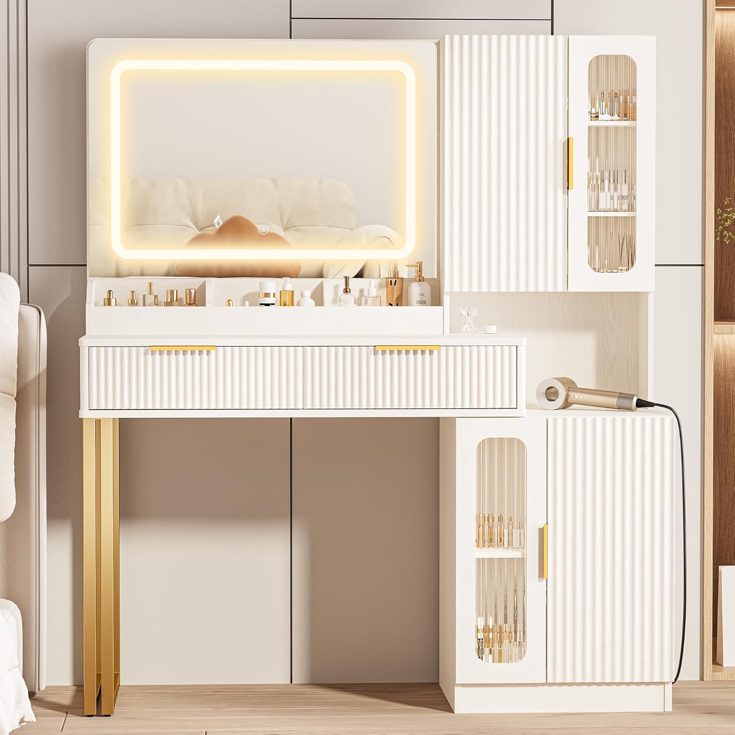 Dressing Table Vanity With Lighted Mirror - Toaletka z lustrem o przekątnej 42