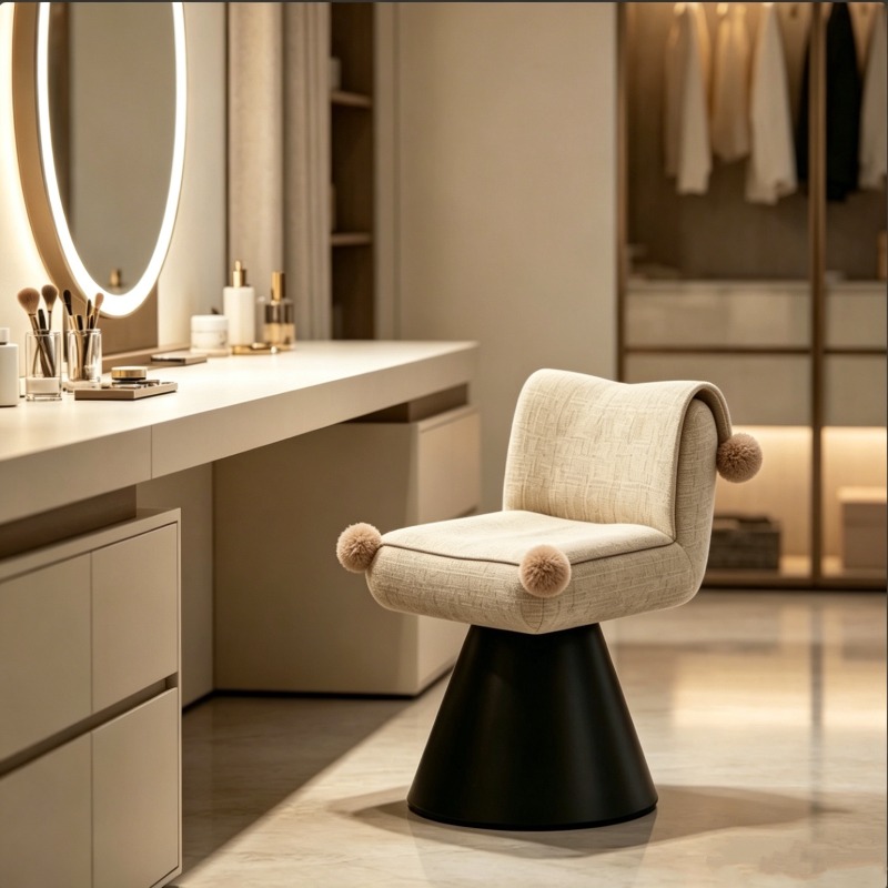 Bedroom Furniture - Nowoczesne obrotowe krzesło toaletkowe z oparciem,