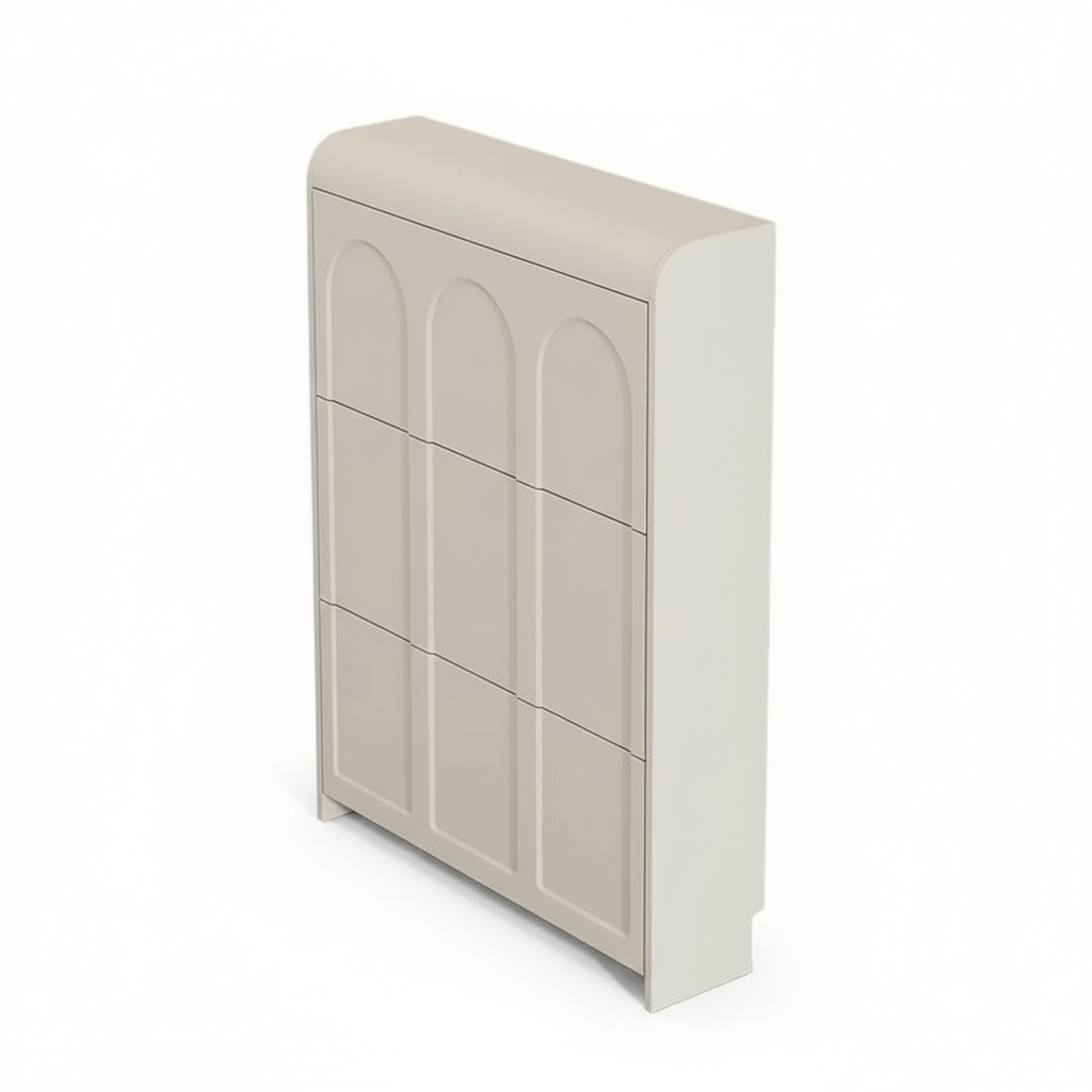 Shoe Rack Cabinet Narrow Entryway - Szafka na buty, nowoczesna, kremowa, drewniana,
