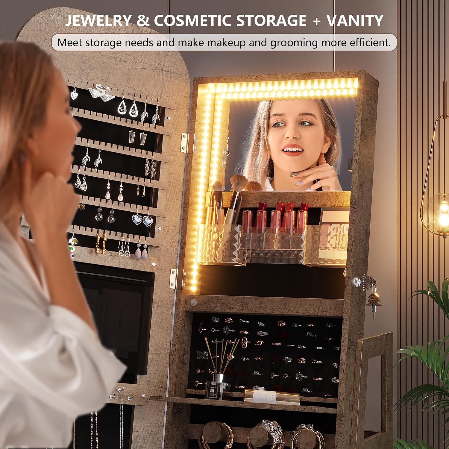 Organizer na biżuterię z obrot – Full Length Mirror Jewelry Armoire recenzja i cena
