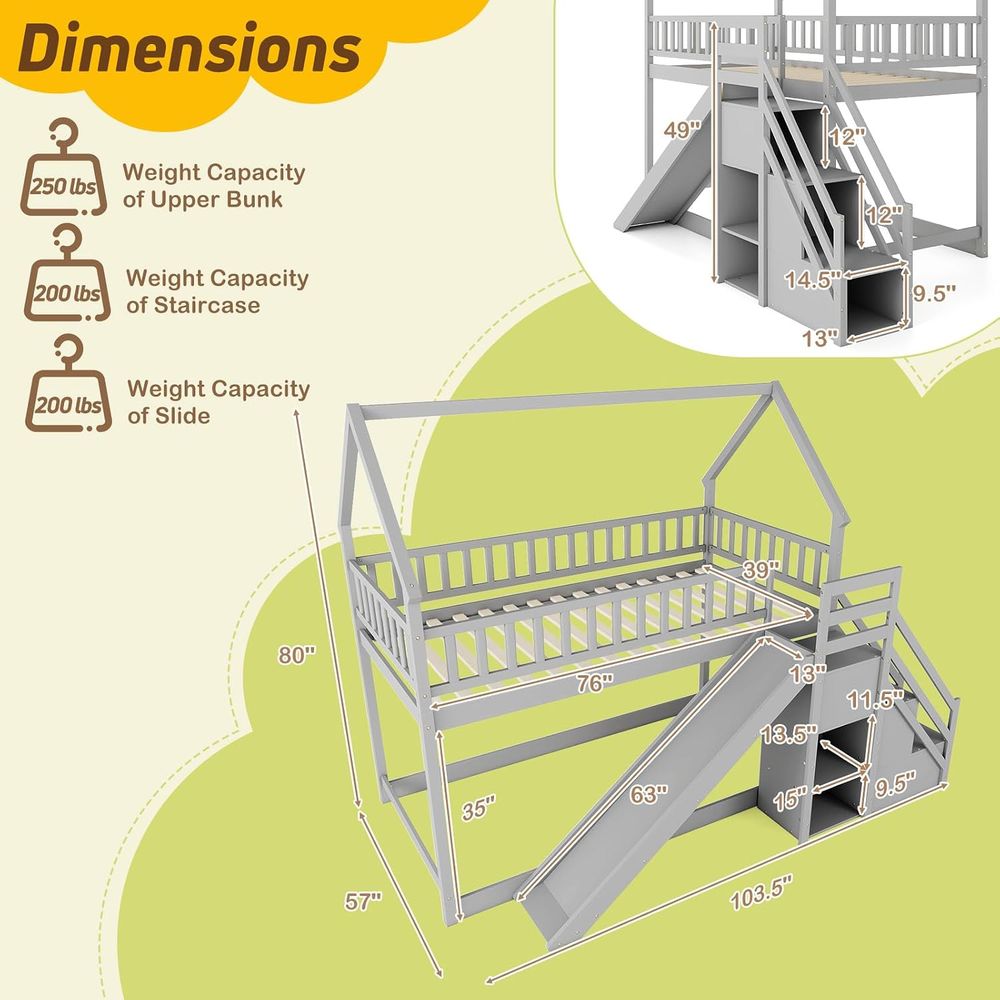 Łóżko piętrowe pojedyncze z wy – Bunk Bed With Stairs And Slide recenzja i cena