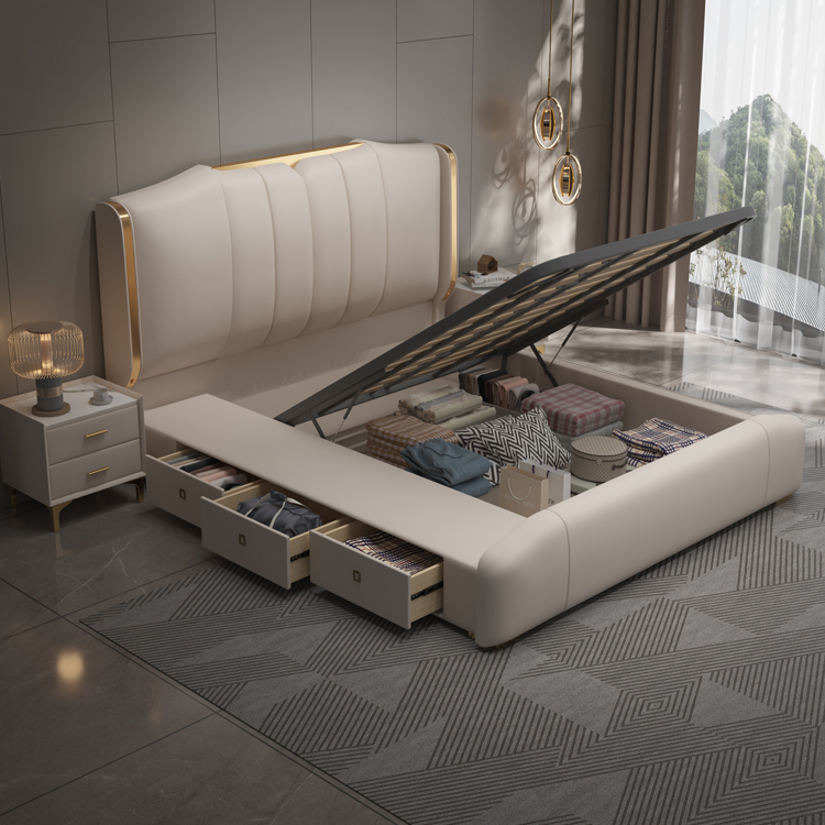 Nowoczesne luksusowe drewniane – King Size Bed Frame With Storage Drawers recenzja i cena