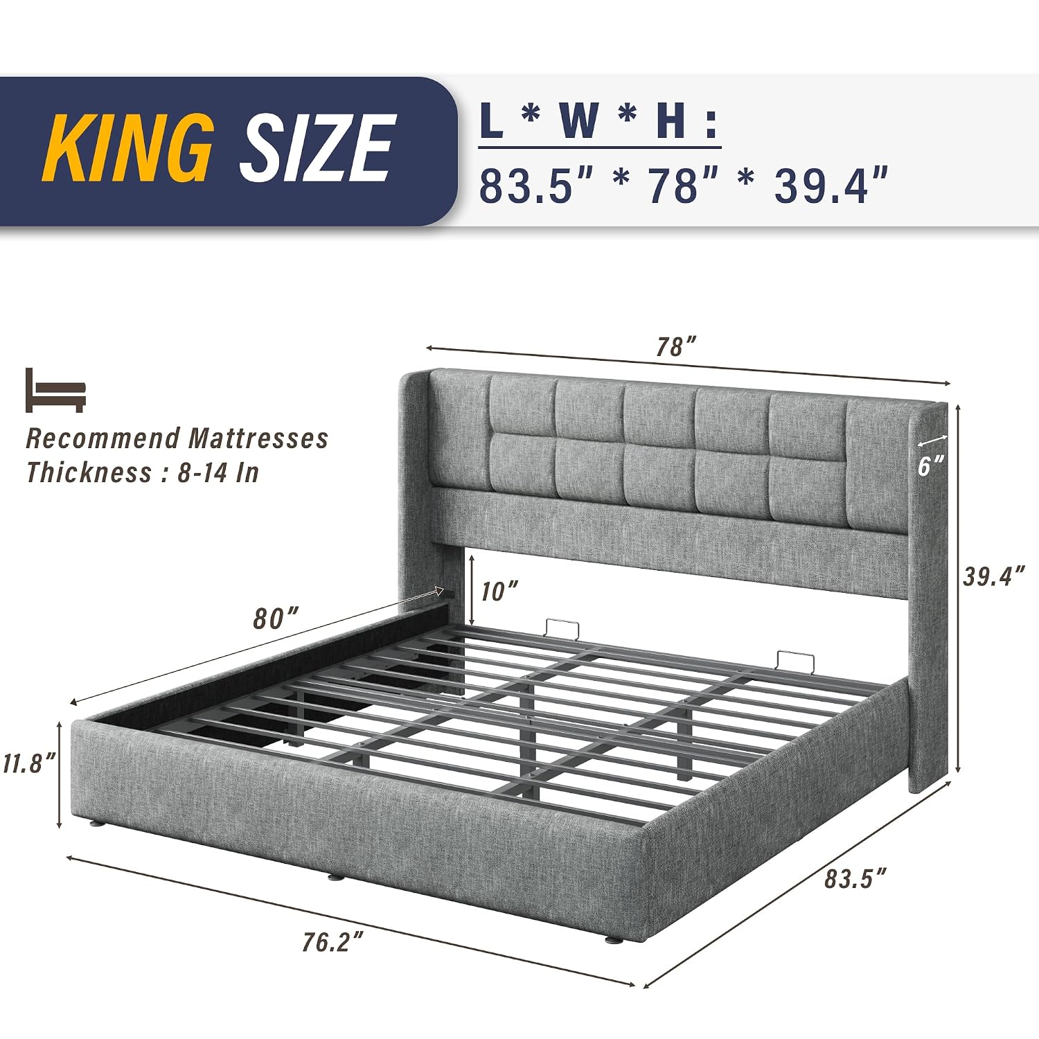 Rama łóżka typu king-size z hy – Gas Lift Storage Bed Hydraulic recenzja i cena