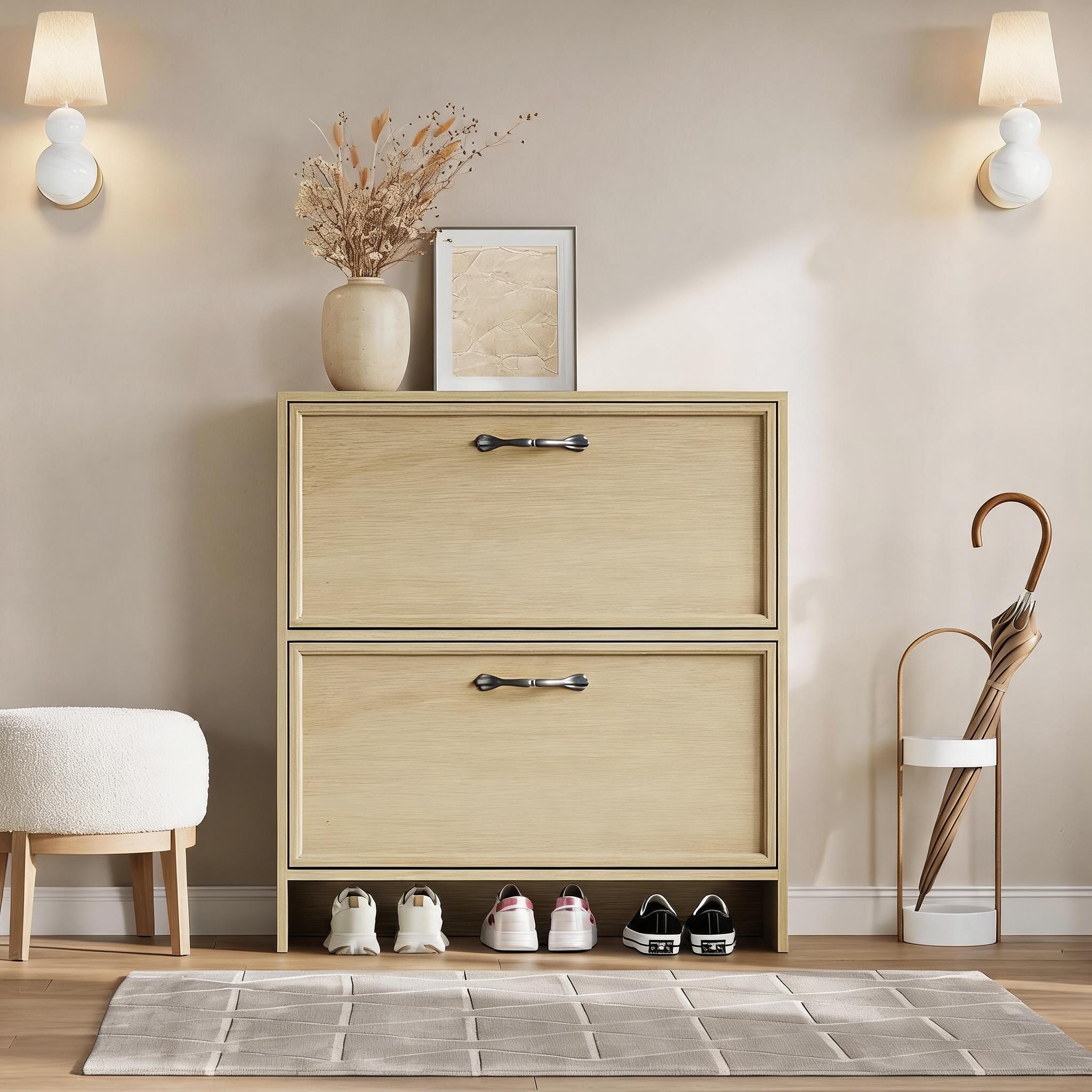 Szafka na buty z 2 wysuwanymi  – Shoe Rack Cabinet Narrow Entryway recenzja i cena