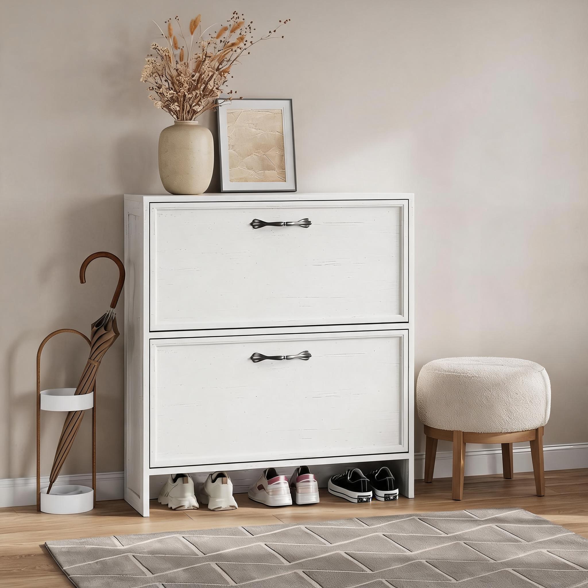 Szafka na buty z 2 wysuwanymi  – Shoe Rack Cabinet Narrow Entryway recenzja i cena
