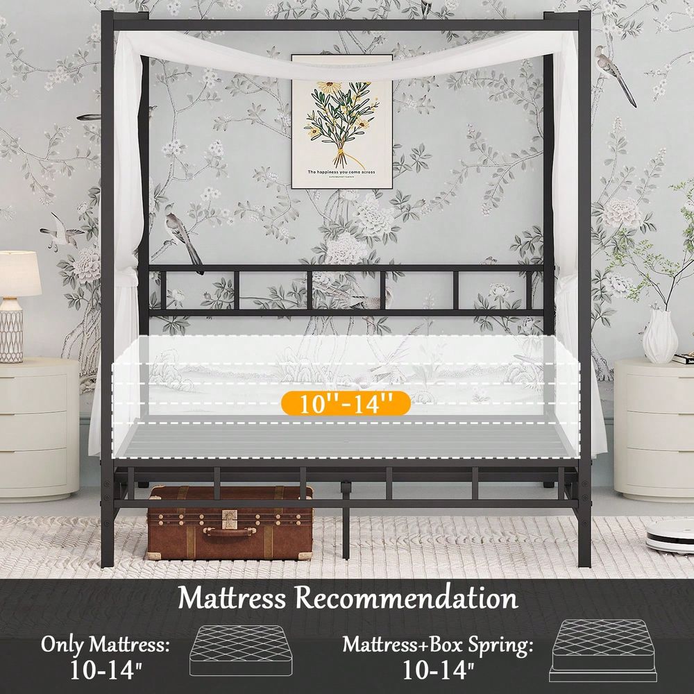 Metalowa rama łóżka z baldachi – Canopy Bed Frame Metal Queen recenzja i cena