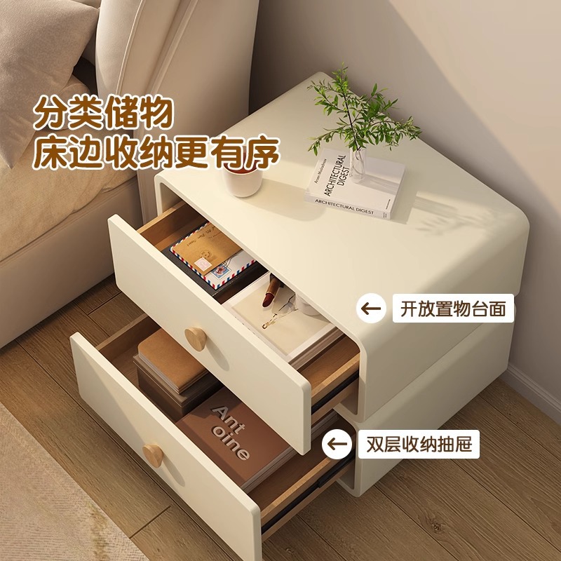 Minimalistyczna kremowa szafka – Solid Wood Nightstand 2 Drawers recenzja i cena