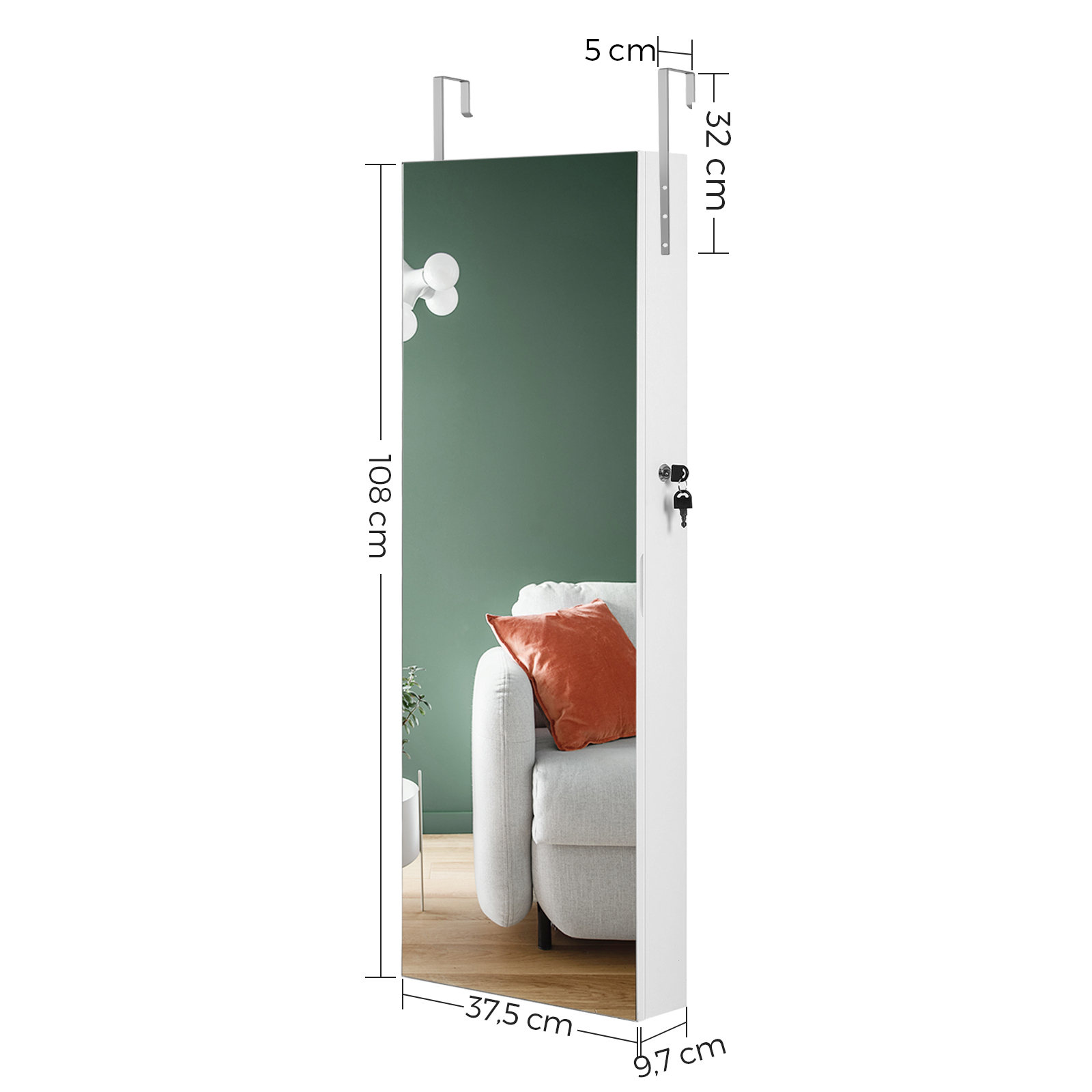 Szafka na biżuterię biała zamy – Full Length Mirror Jewelry Armoire recenzja i cena
