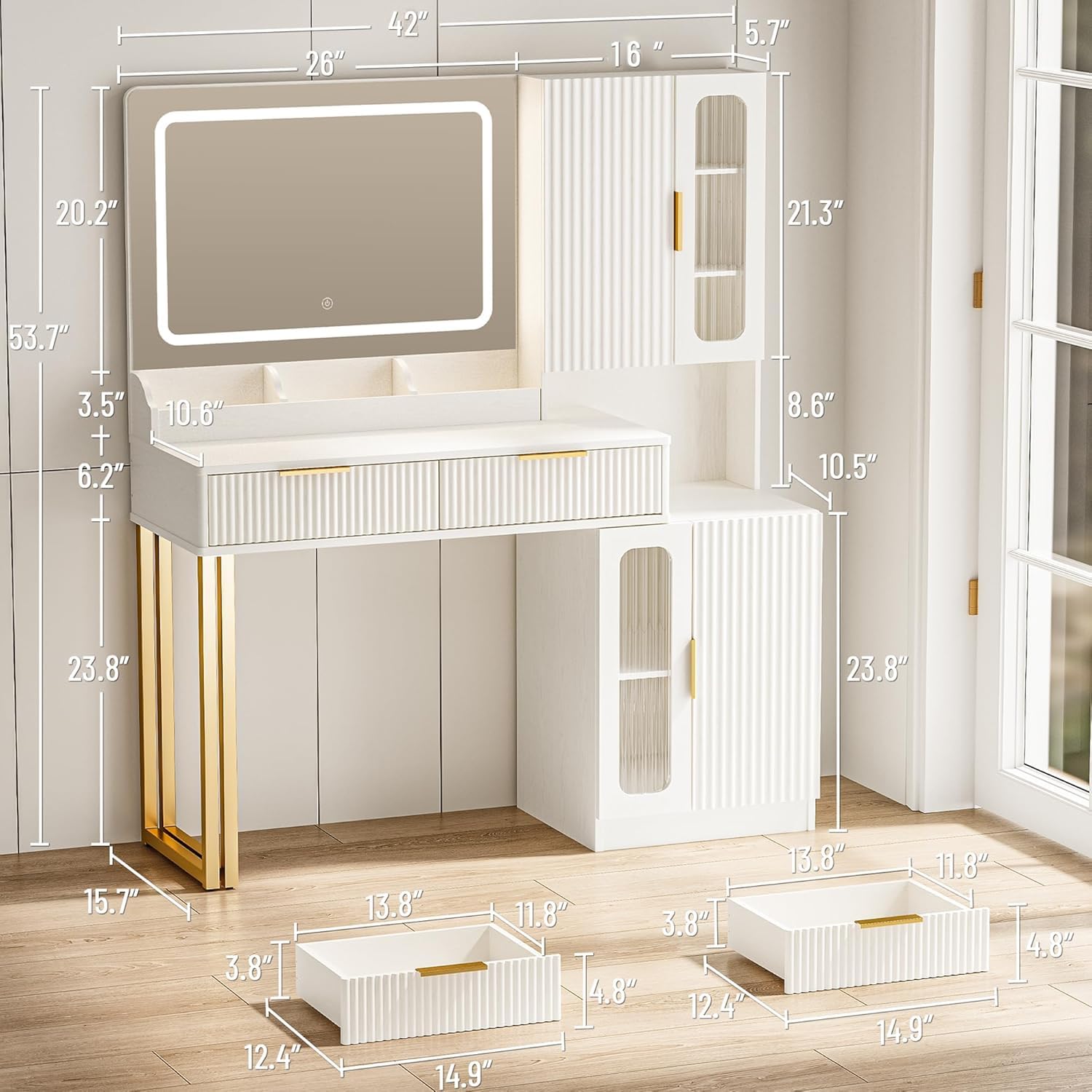 Toaletka z lustrem o przekątne – Dressing Table Vanity With Lighted Mirror recenzja i cena