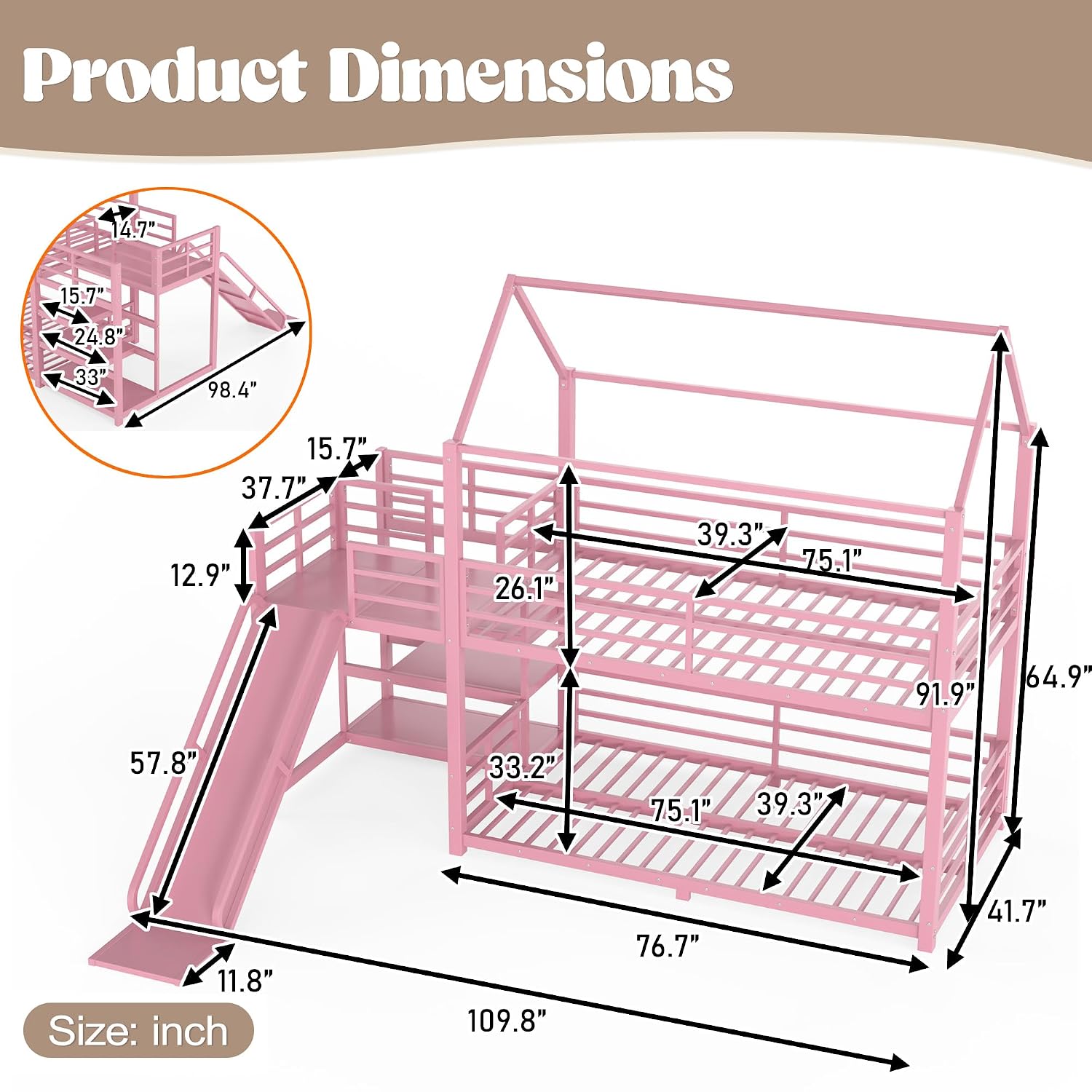 Łóżko piętrowe z deszczownicą  – Bunk Bed With Stairs And Slide recenzja i cena