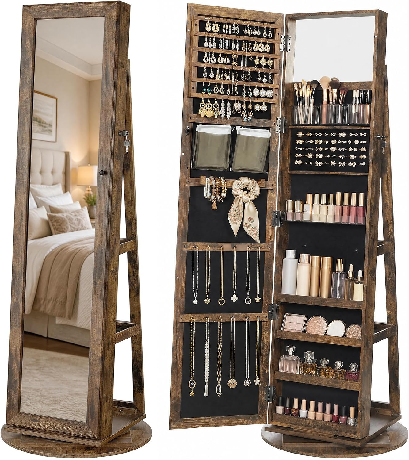 Stojąca szafka na biżuterię, l – Full Length Mirror Jewelry Armoire recenzja i cena