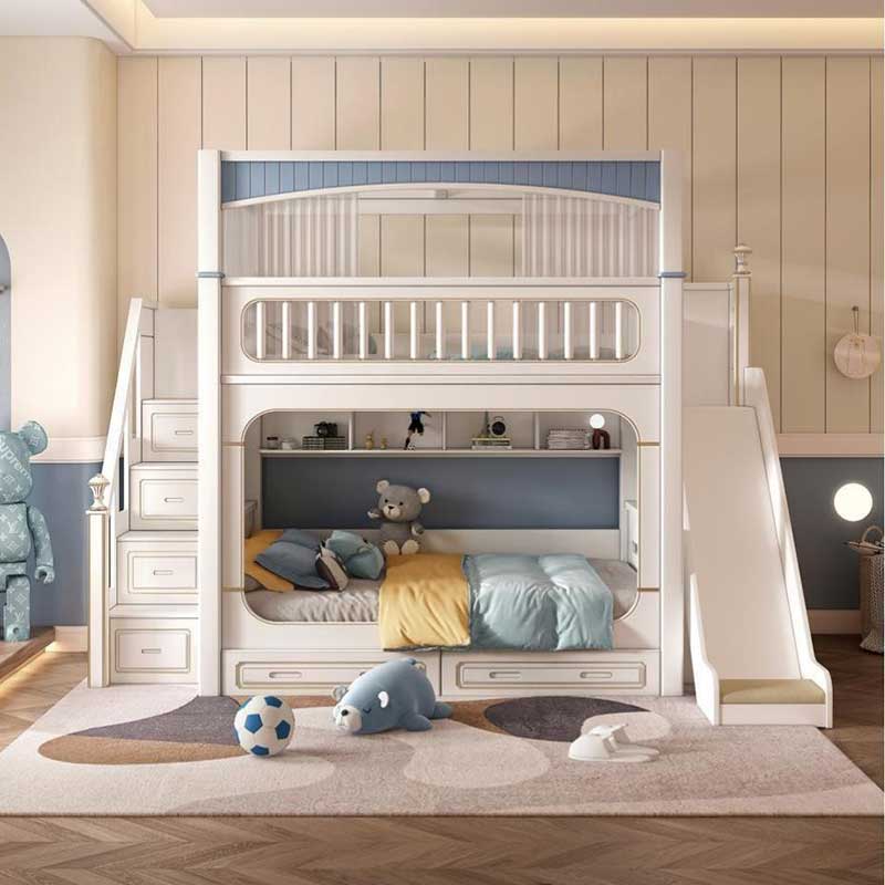 Nowoczesne białe zestawy mebli – Bunk Bed With Stairs And Slide recenzja i cena