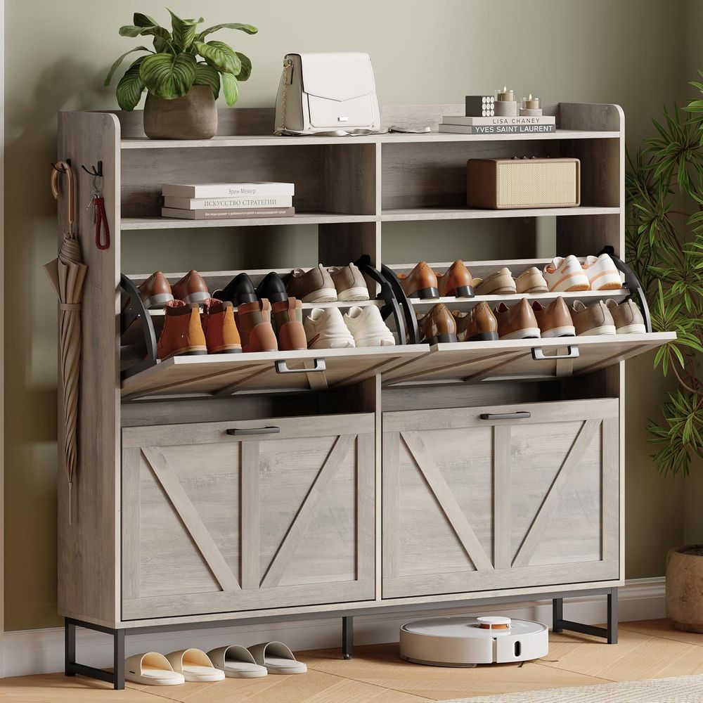 Szafka na buty z 4 półkami, sz – Shoe Rack Cabinet Narrow Entryway recenzja i cena