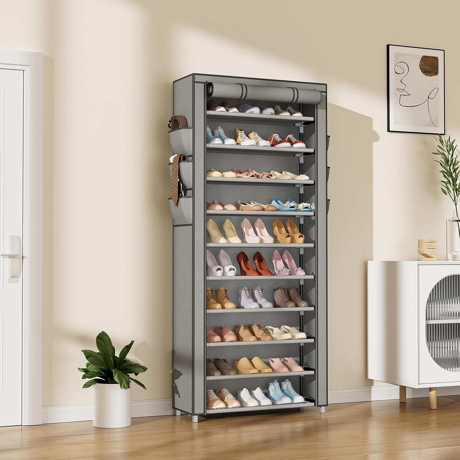 Wysoki, wąski organizer na but – Shoe Rack Cabinet Narrow Entryway recenzja i cena